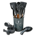 34-Piece Eco-Friendly Silicone Kitchen Utensil Set with Wooden Handles – Non-Stick Cookware Essentials