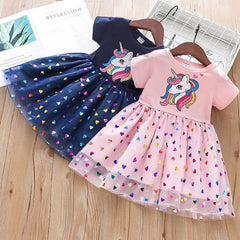 Unicorn Princess Dress: Magical Girls Party Outfit