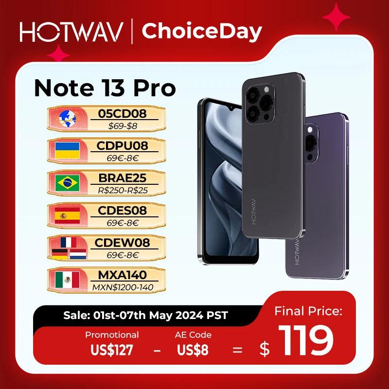 [World Premiere] HOTWAV Note 13 Pro 6.6'' HD+ Android 13 16GB+256GB Octa-Core 50MP NFC 5160mAh 18W Charging Add To Cart&Wishlist  ourlum.com   