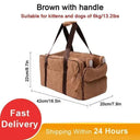 Portable Pet Car Seat Protector & Bed for Small Dogs & Cats  ourlum.com brown with handle 42x20x22cm United State