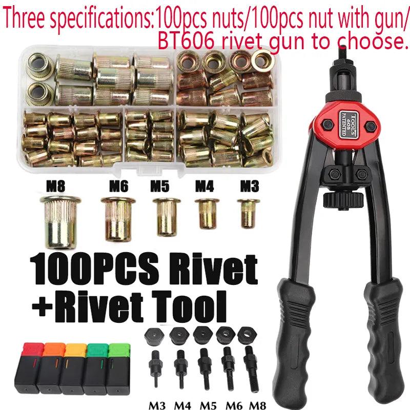 Rivet Nut Tool Kit: Manual Double Insert Riveter Gun for DIY Projects  ourlum.com   