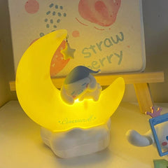 Anime Sanrio Moon Lamp Cinnamoroll Hello Kitty Kuromi Kawaii Cartoon Children's Bedroom Sleep Light Room Decoration Girl Gift