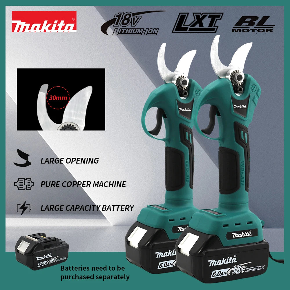 Makita 18V Cordless Brushless Pruning Shears - Electric Garden Scissors for Fruit Trees and Branch Cutting