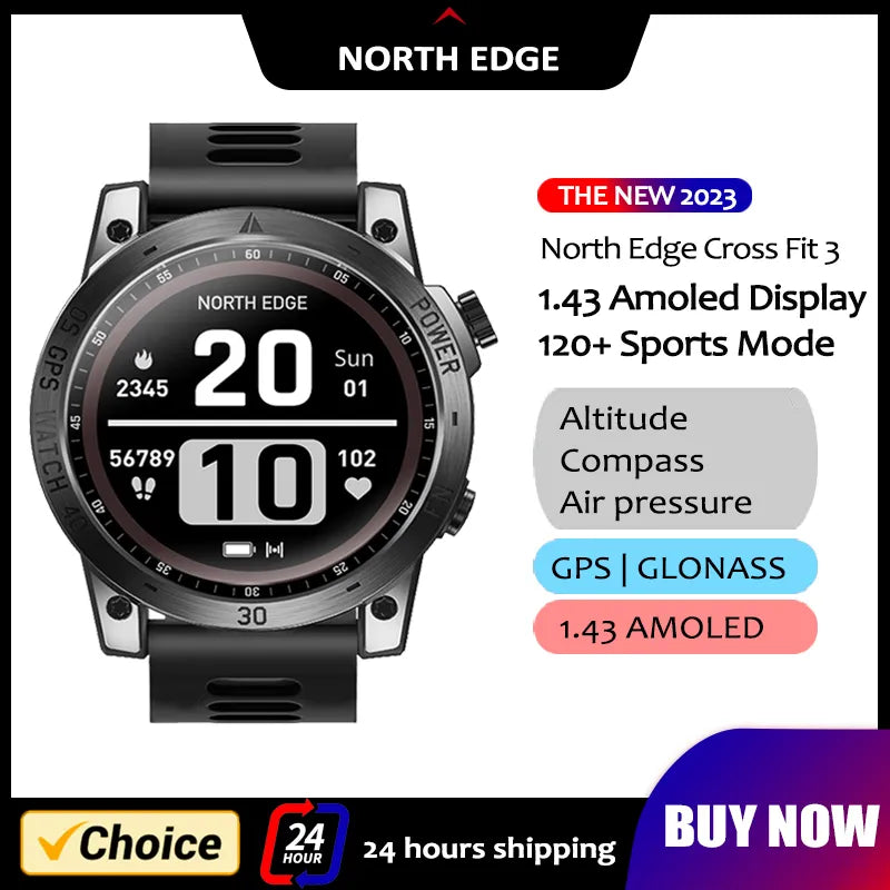 NORTH EDGE Cross Fit 3 Smartwatch: Ultimate GPS Sport Watch for Men  ourlum.com Default Title  