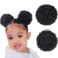 4Inch Afro Puff Drawstring Ponytail: Easy Clip-In Kinky Curly Hair Bun