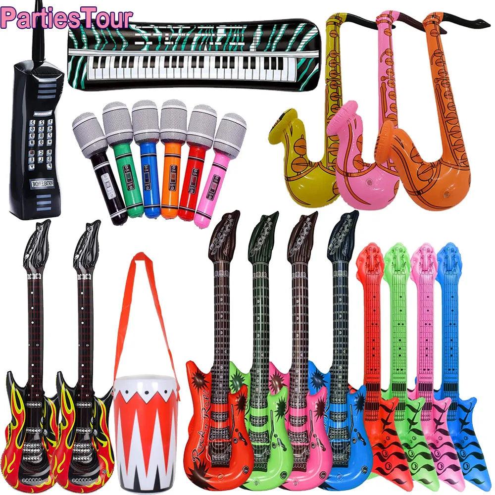 Inflatable Musical Instrument Balloons - Fun Props for Rock Star Parties & Events