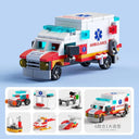 City Vehicles Building Blocks Set for Creative Kids: Construct Fire Car, Police Truck, Crane, Tank, Helicopter Bricks.  ourlum.com 8732-8  