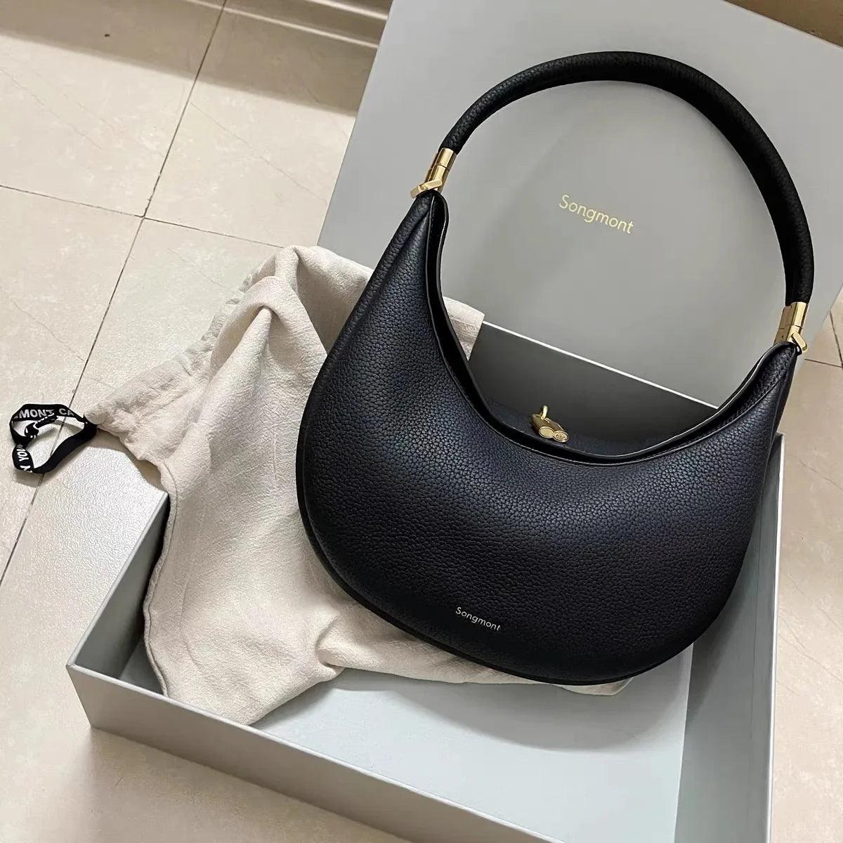 Genuine leather Elegant Half Moon Underarm Shoulder Brand Designer Womens Bags for Women Ladies Bag Handbags High Quality Luxury