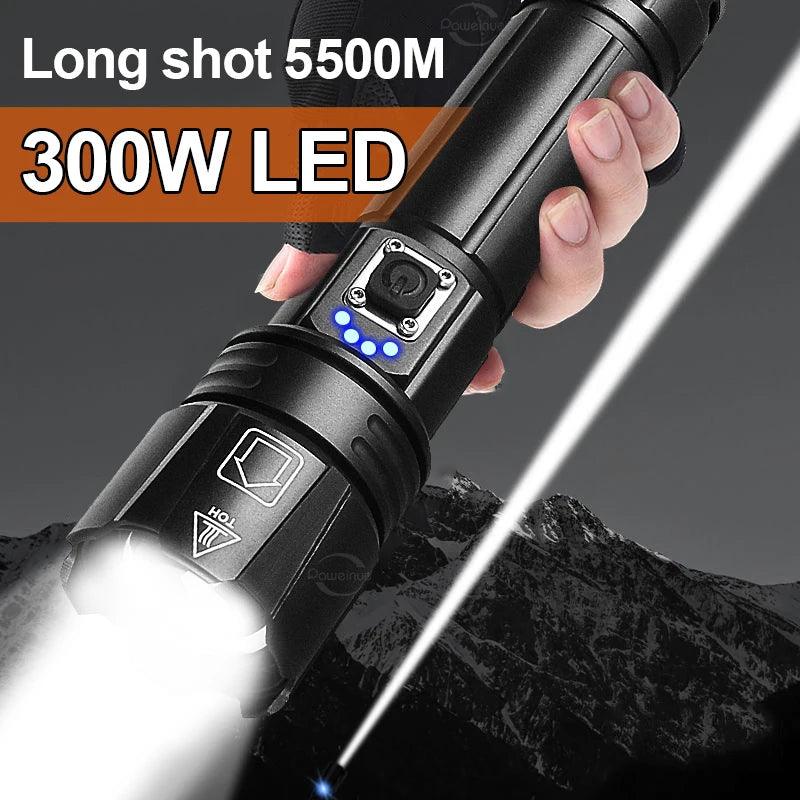 Ultra-Bright USB Rechargeable LED Flashlight with Power Bank - Versatile Outdoor Torch for Camping and Emergencies  ourlum.com   