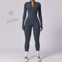 Elegant Nude Zipper Leotard High-Intensity Gym Jumpsuit