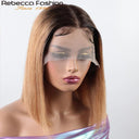 Ginger Blonde Ombre Straight Bob Lace Wig Pre Plucked Hair