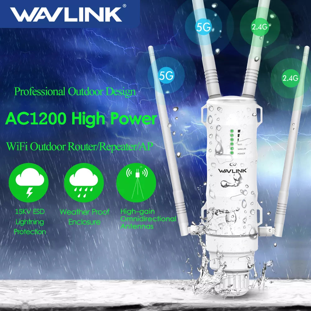 Wavlink Outdoor WiFi Repeater: High Power Dual Band Extender  ourlum.com   