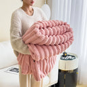 Simplicity Solid Color Thick Wide Strip Blanket for Winter