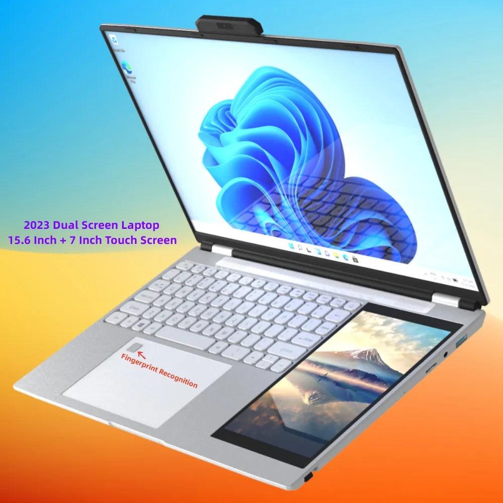 New Arrivals 12th Generation Intel N95 Dual Screen Laptop Gaming Laptop 15.6inch 2K LCD+7inch IPS Touch Screen PC Portable  ourlum.com 32GB RAM 128GB SSD  