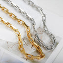 Thick Stainless Steel Cuban Link Jewelry Set Waterproof Gold Plated Hiphop Style