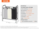 VEVOR 3/4-Section Laundry Sorter Cart With Ironing Board System