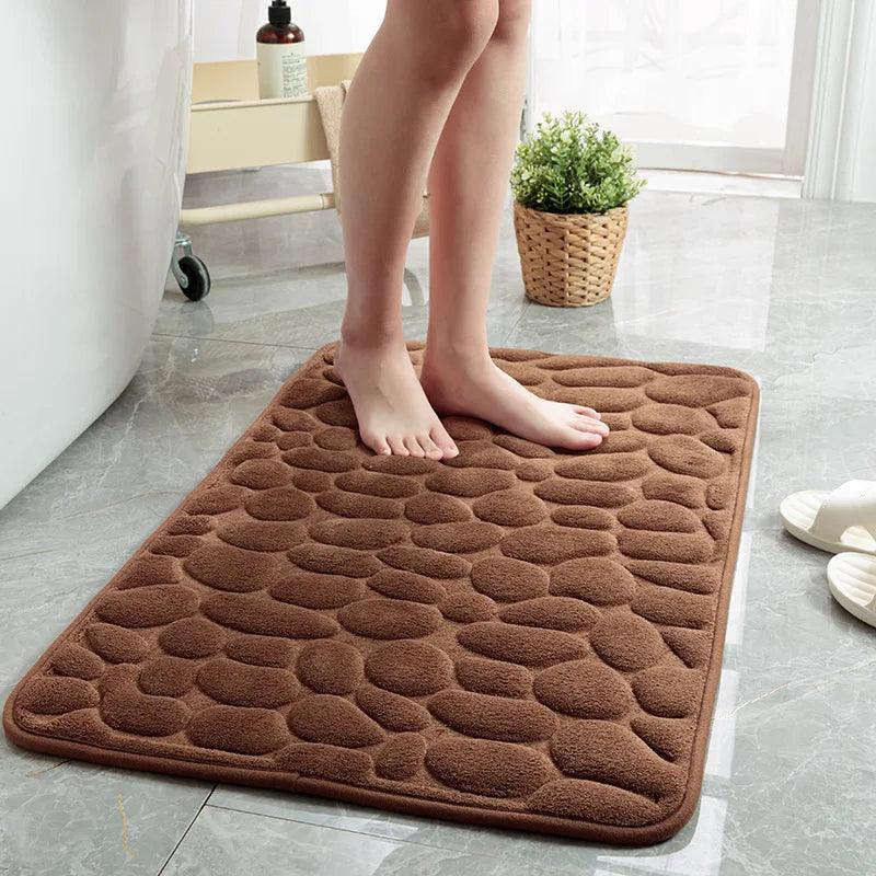 Memory Foam Cobblestone Bath Mat: Soft Absorbent Rug & Carpet  ourlum.com   