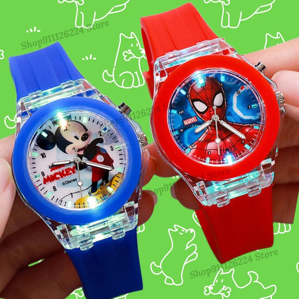 Mickey Mouse Kids Watches: Colorful Light Spiderman Design  ourlum.com   