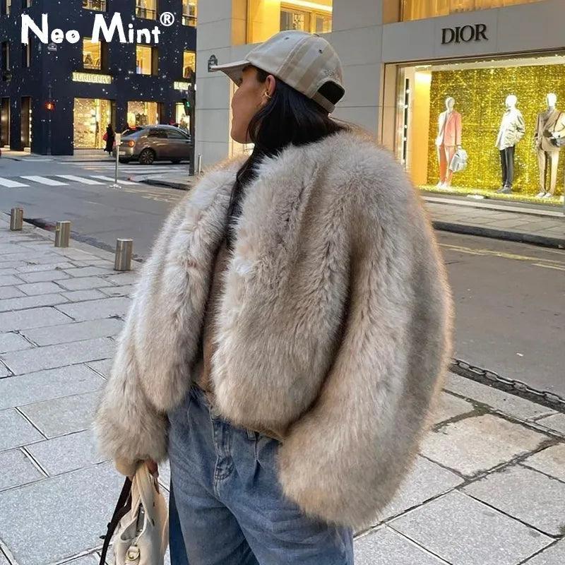 Luxurious Gradient Faux Fur Jacket for Winter Fashionistas  ourlum.com   