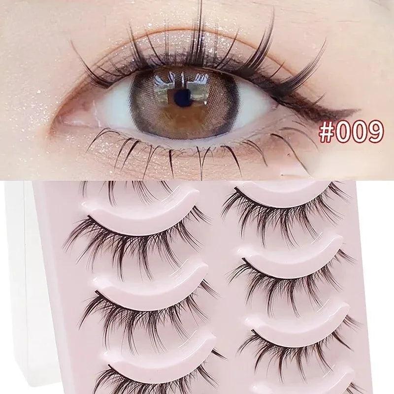 Volume & Length Boosting Natural Manga Eyelashes - 5 Pairs for Stunning Eye Enhancement