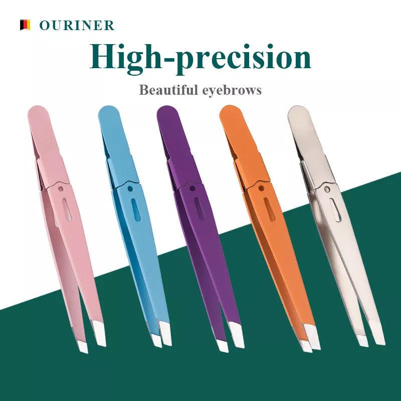 High-Quality Eyebrow Tweezer Colorful Hair Beauty Fine Hairs Puller Stainless Steel Slanted Eye Brow Clips Removal Makeup Tools  ourlum.com   