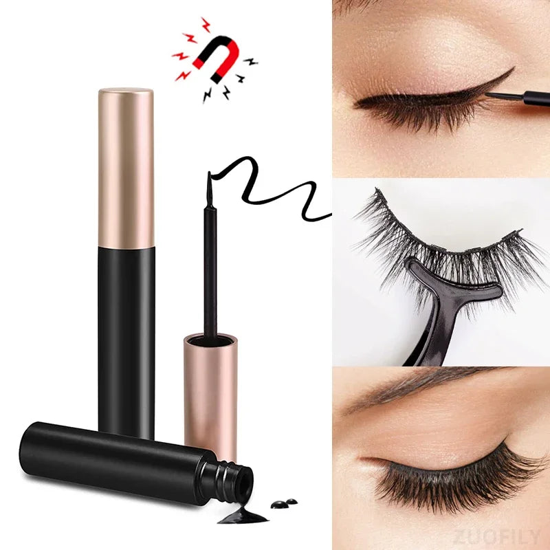 Black Magnetic Eyeliner Glue False Eyelash Extension Magic Self-adhesive Liquid Eyeliner Eye Makeup No Blooming Korea Cosmetics  ourlum.com   