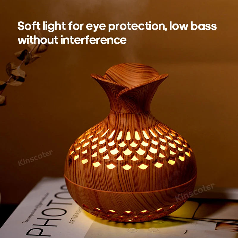 300ml Wood Grain USB Aromatherapy Diffuser with RGB Lighting