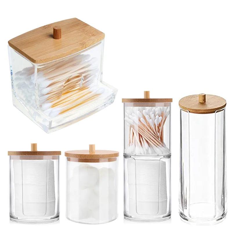 Clear Acrylic Makeup Storage Box with Jewelry Holder - Multi-functional Cotton Swab Organizer  ourlum.com   