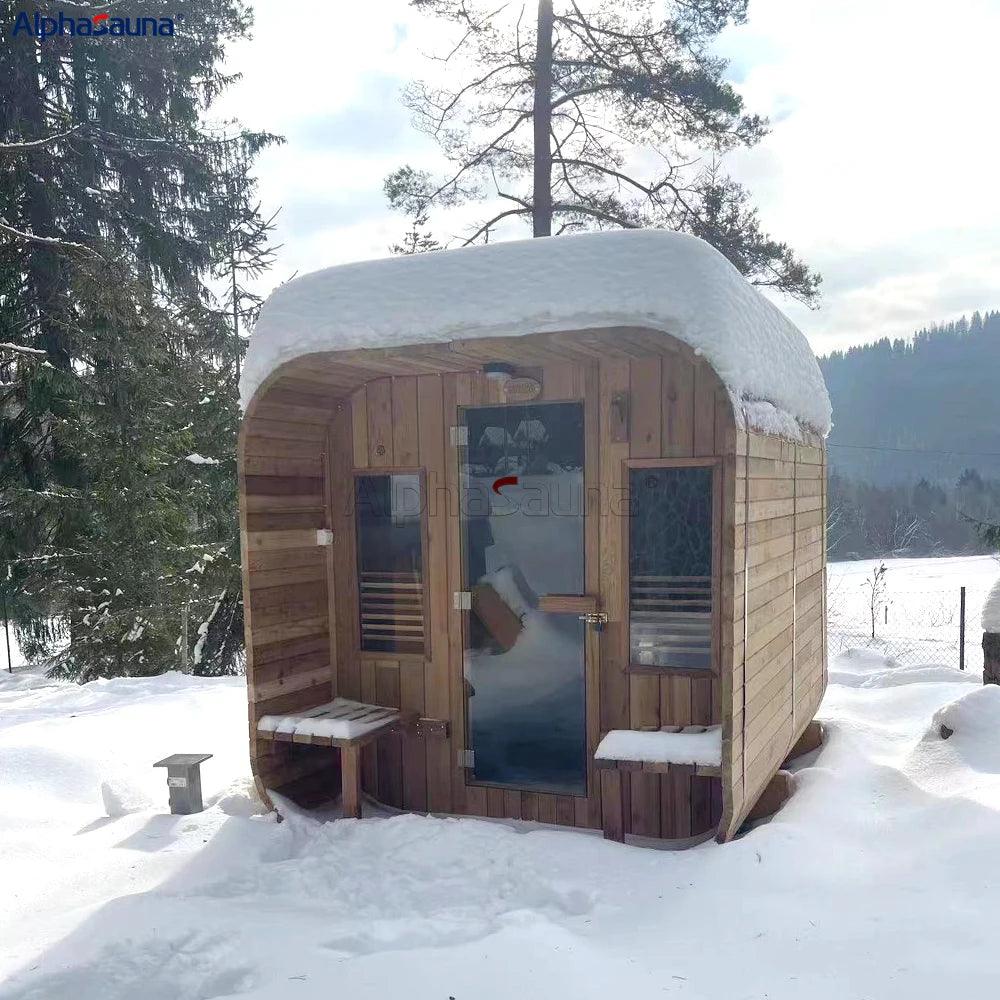 Luxurious Red Cedar Outdoor Sauna Steam Room Kit for Villas  ourlum.com   