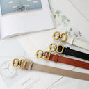 Stylish Women's PU Leather Belt with Designer Metal Buckle - Chic Waist Strap for Jeans, Dresses & Trousers  ourlum.com   