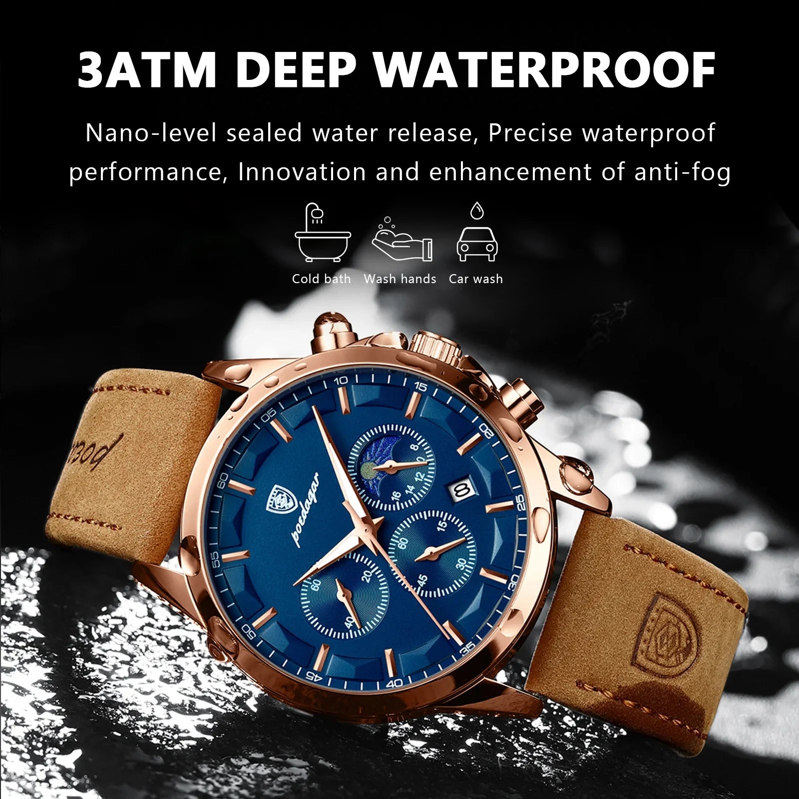 POEDAGAR Men's Luxury Chronograph Watch: Stylish Business & Leisure Companion  ourlum.com   