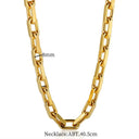 Thick Stainless Steel Cuban Link Jewelry Set Waterproof Gold Plated Hiphop Style