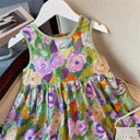 Floral Princess Sundress Oil Painting A-LINE Style for Girls