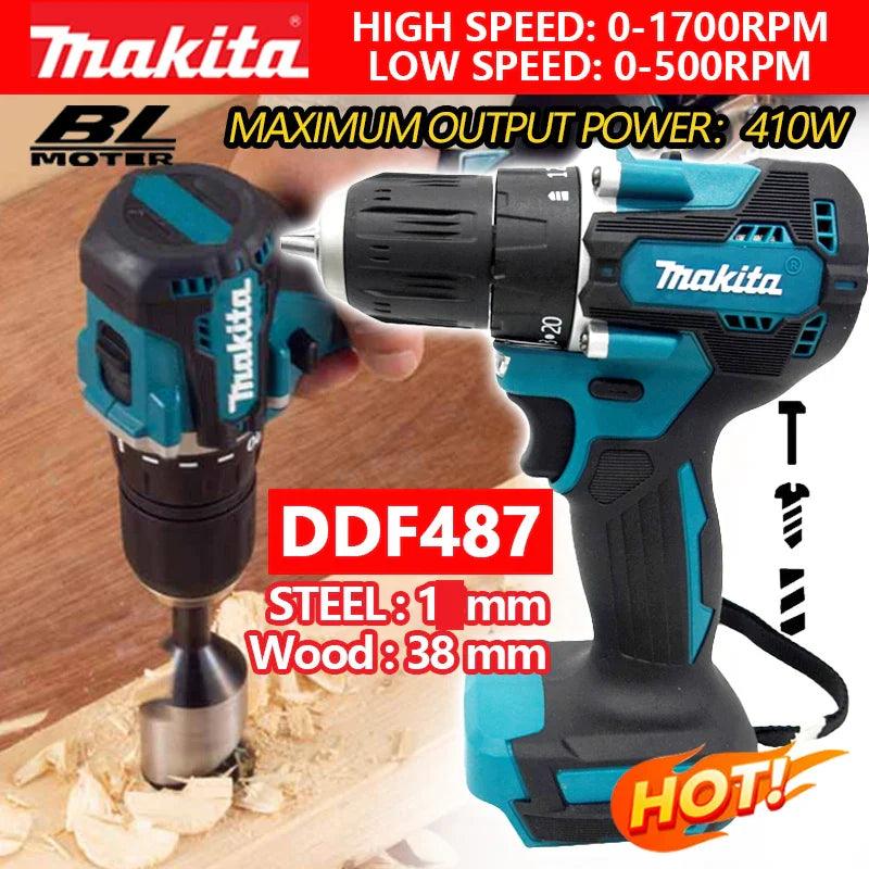 Makita DDF487 18V brushless electric drill, suitable for five-rope impact drill of decoration team, uses 18V Makita battery.  ourlum.com   