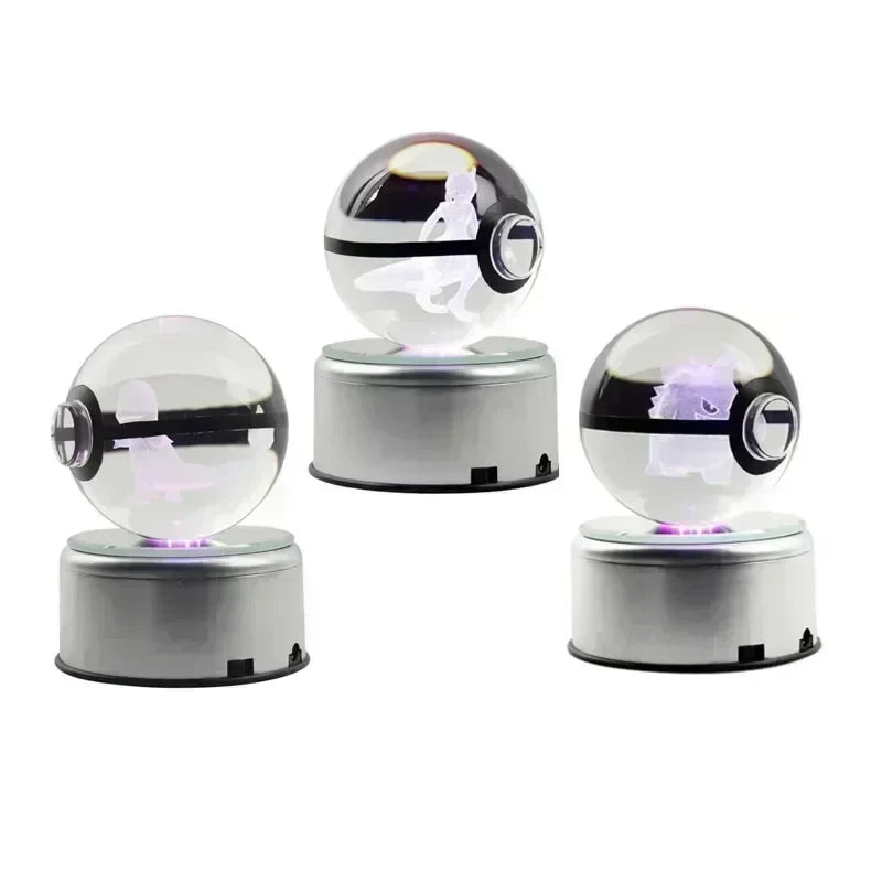 Pokemon Crystal Ball 3D Toys with LED Light Base - Collectible Figures  ourlum.com   