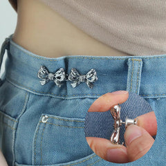 Bowknot Button Adjuster: Stylish Waistband Tightener for Pants and Skirts