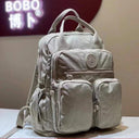 Fashion Woman Backpack Waterproof Nylon Soft Handle Solid Multi-pocket Travel Zipper Feminina School Bags Laptop Backpack  ourlum.com Undertint Grey Khaki  