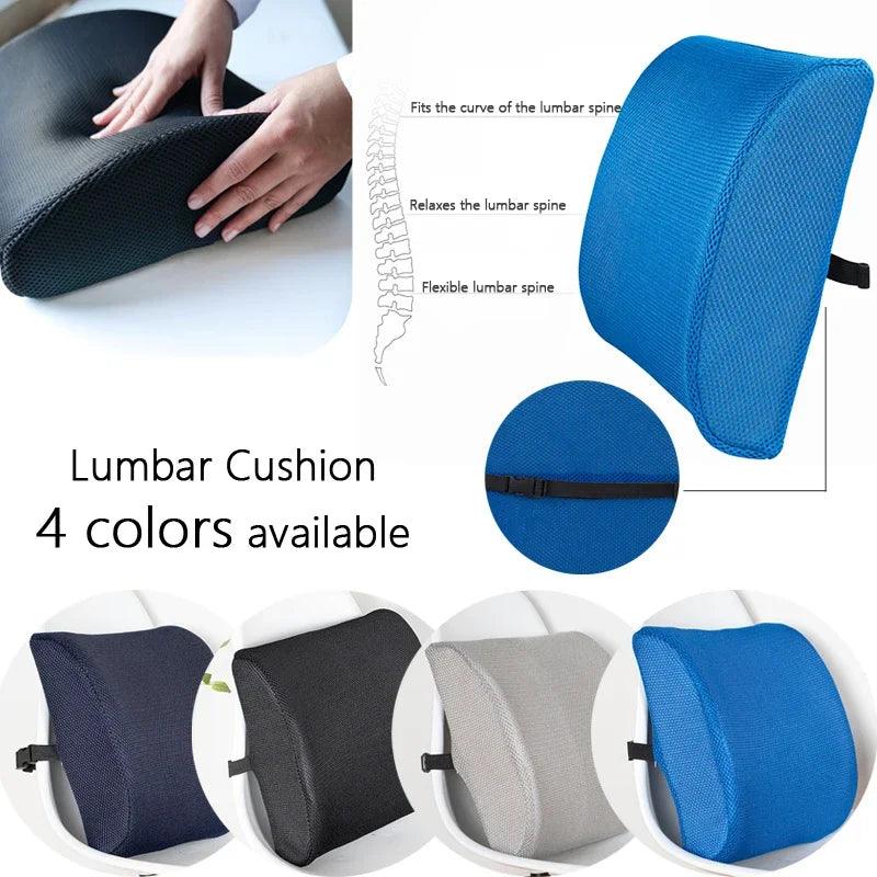 2024 Ergonomic Gel Memory Foam Lumbar Support Cushion for Car, Office, and Wheelchair - Breathable Mesh Design