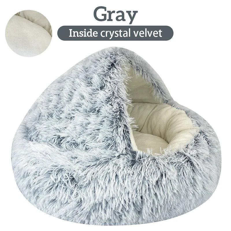 Winter Plush Pet Cat Bed: Soft & Cozy Kennel for Small Dog.  ourlum.com 4Fabric style gray 60 60 20cm 