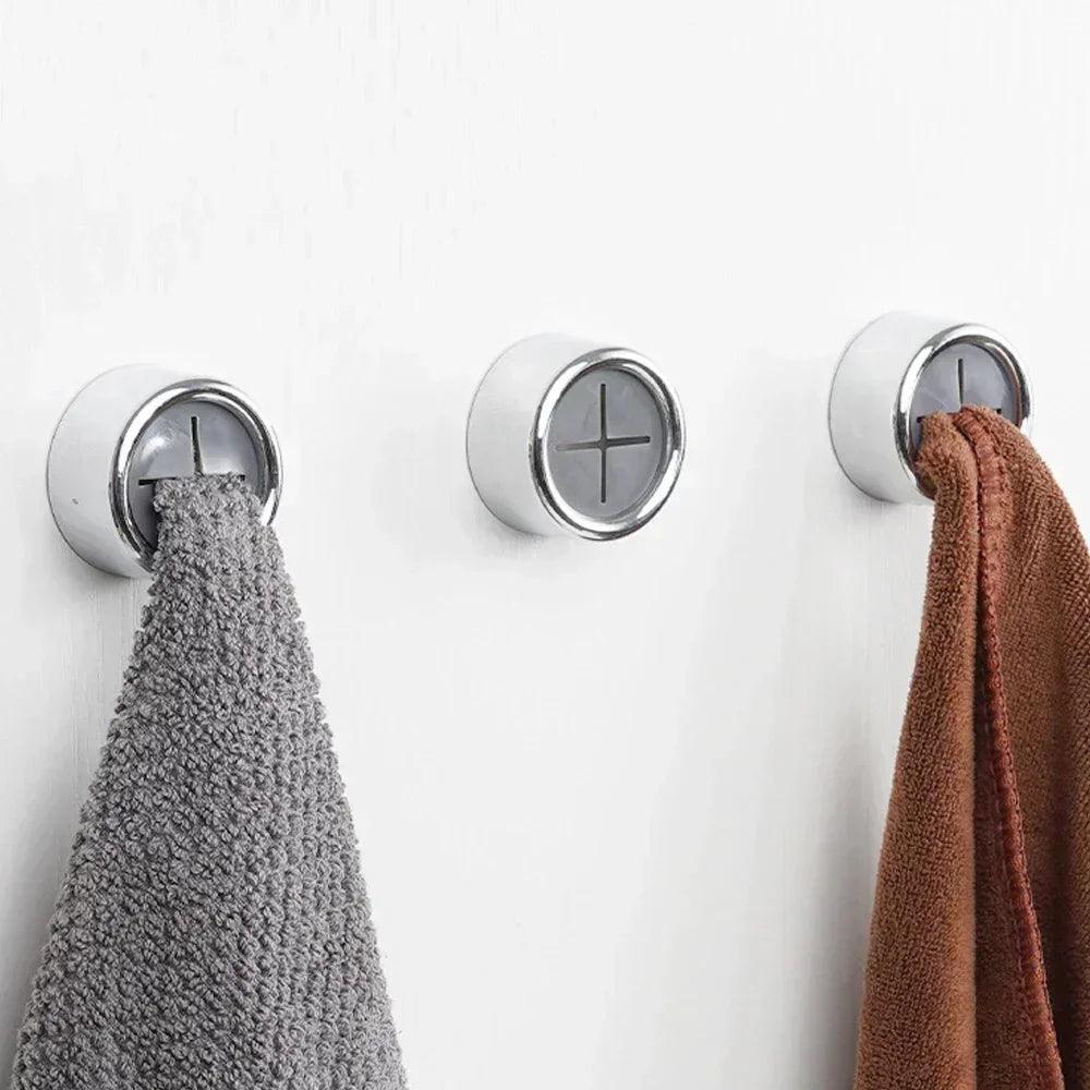 Towel Holder and Organizer Rack with Self-Adhesive Hooks  ourlum.com   