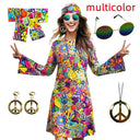 Hippie Disco Dress Set: Vintage Costume Accessories for Women