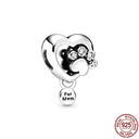 Pet Paw & Bone Charm Sterling Silver Bead for Pandora Jewelry