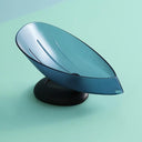 Leaf Shape Soap Dish: Automatic Drainage Shower Holder Blue Grey