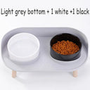 Adjustable Cat Double Bowls Feeder for Healthy Pet Eating  ourlum.com Light Gray-1w-1b  