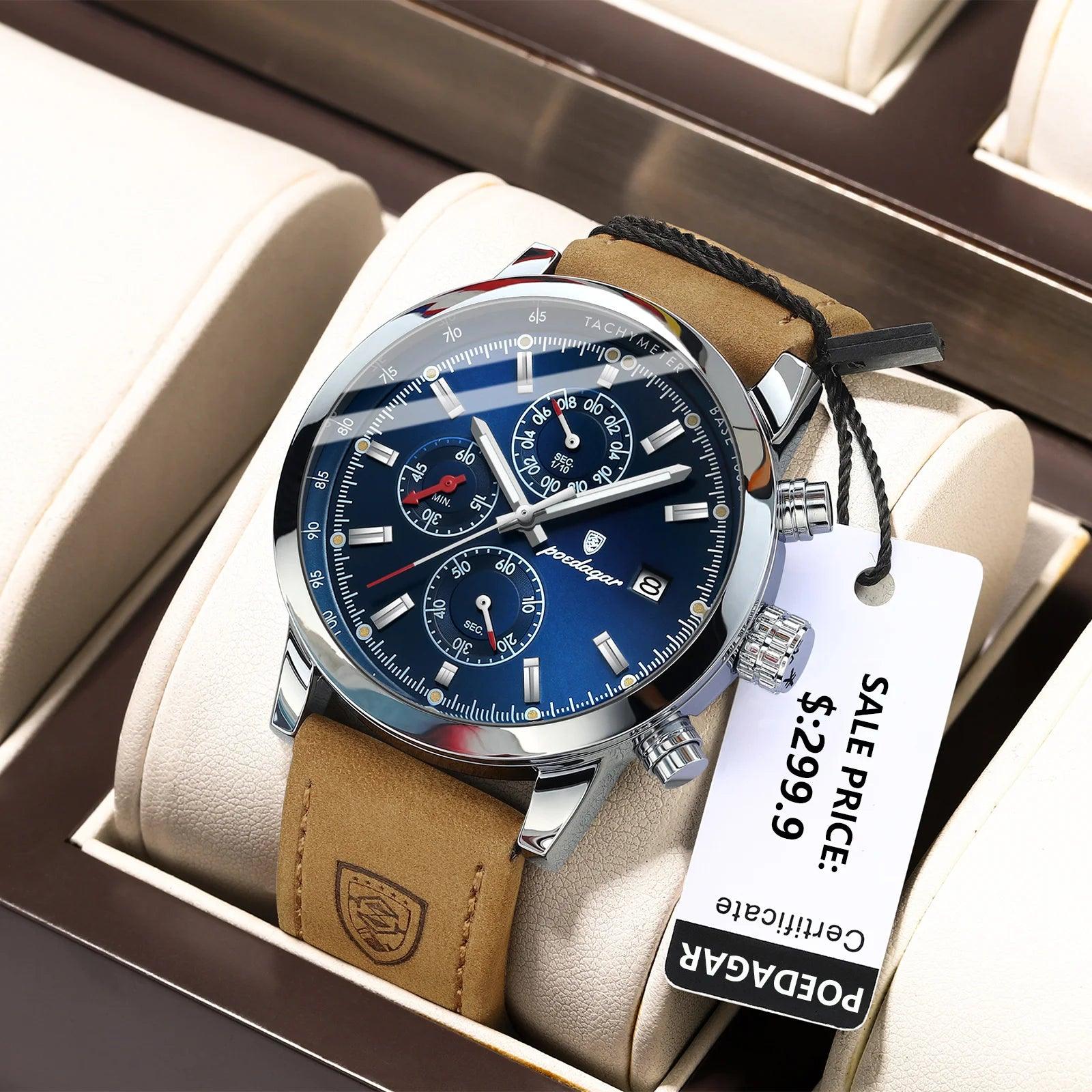 Luxury Chronograph Men's Watch with Waterproof Sports Leather Strap  ourlum.com   