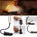 7 LED Book Light USB Rechargeable Reading Light 3-Level Warm Cool White Daylight Portable Flexible Easy Clip Night Reading Lamp