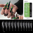 Almond French Coffin Acrylic False Nails Set Enhance Aesthetics