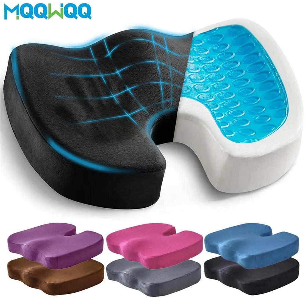 Cooling Gel Memory Foam Seat Cushion for Tailbone Pain Relief - Non-Slip Orthopedic Support for Office and Car