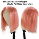 Vibrant Pink Bob Lace Front Wig With Blonde Straight Hair