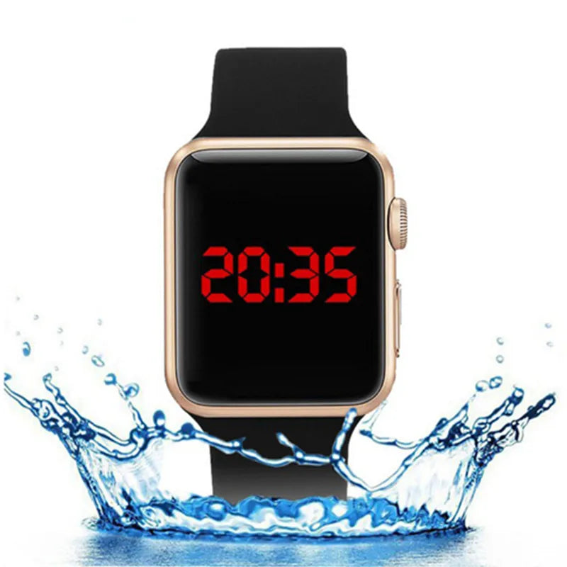 LED Sports Waterproof Digital Watch for Men and Women - Fashionable Red Light Wristwatch with Stainless Steel Buckle  OurLum.com   